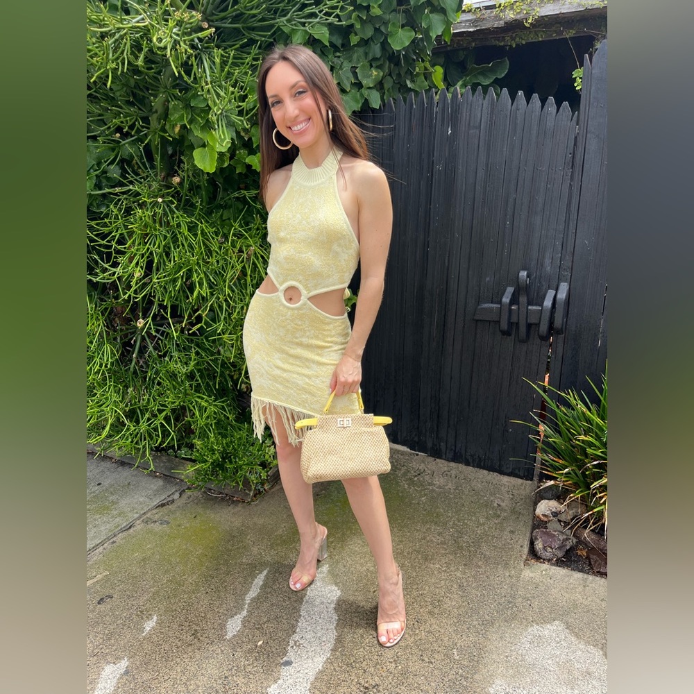 VICI Yellow knit cut out dress